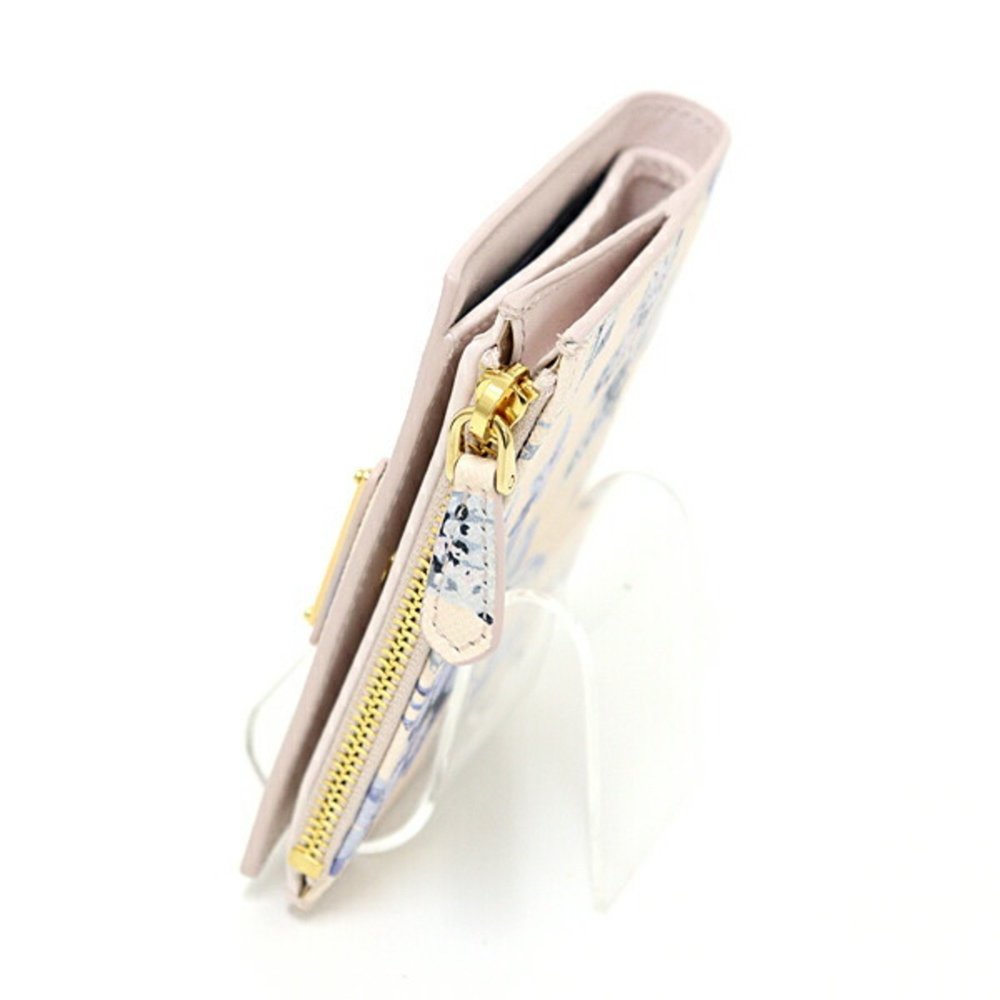 Prada Saffiano Leather Flower Print Bi-fold Wallet Ivory/Light Blue 1ML050 F-... - Picture 4 of 6